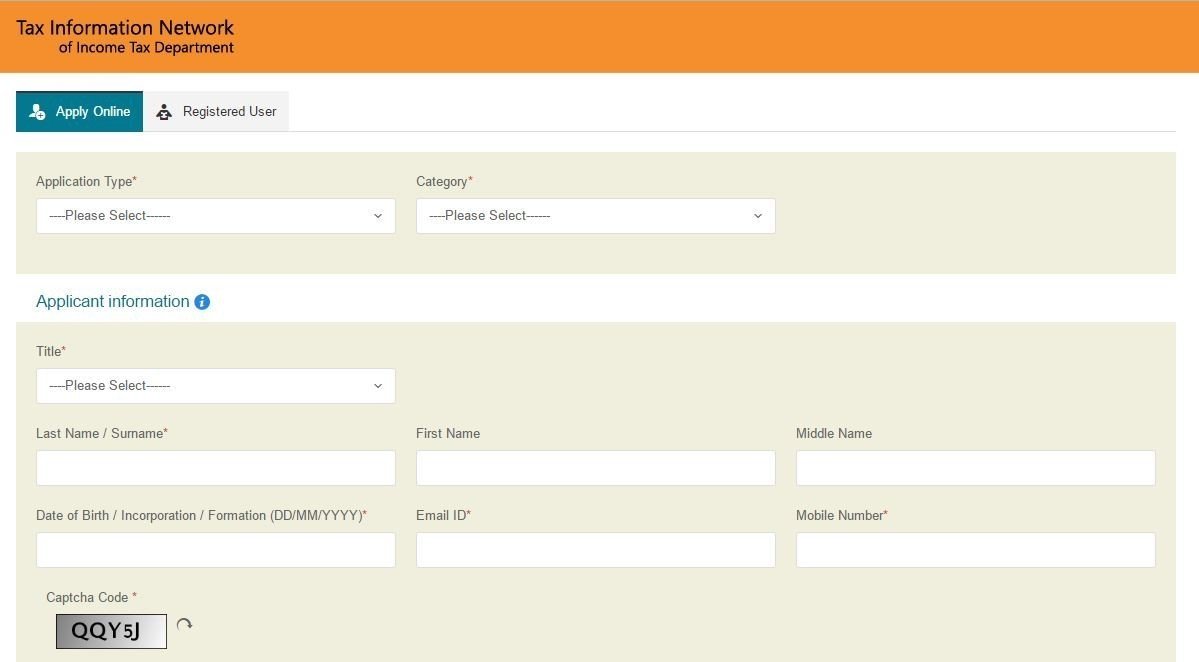 Pan Card Application Form