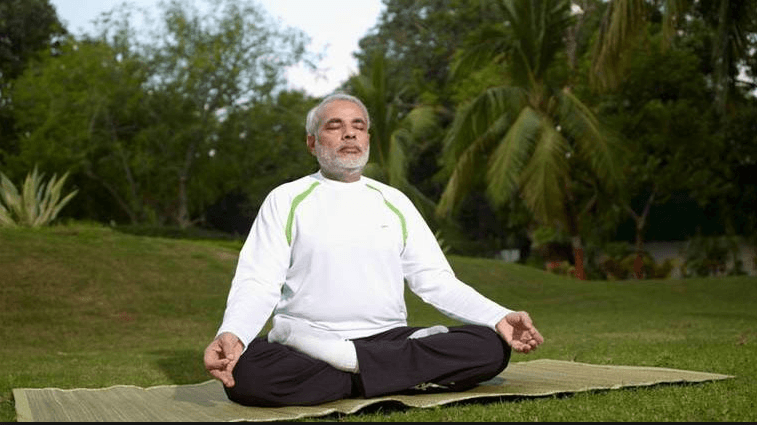 Naredra modi on yoga day
